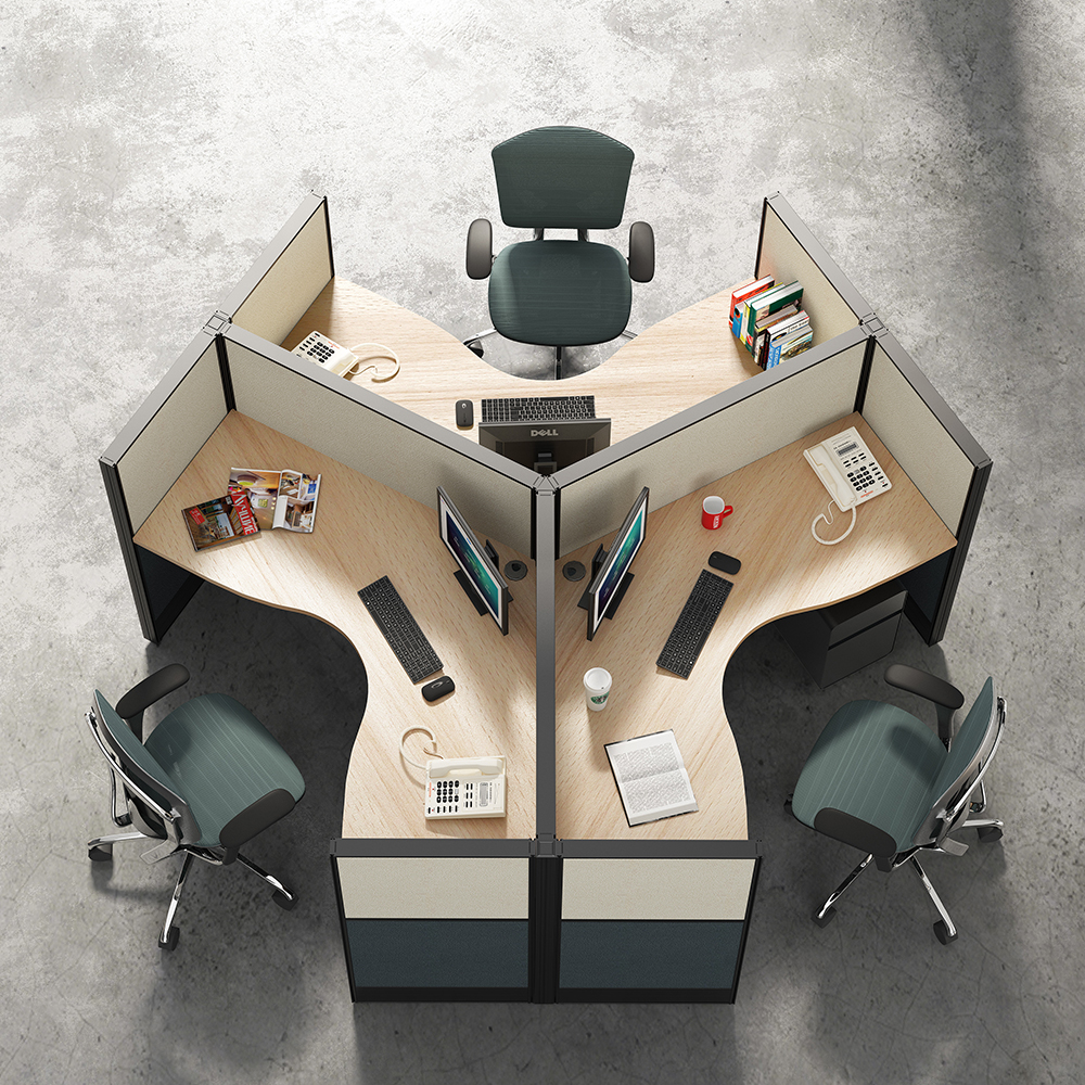 Muebles de escritorio de oficina Estación de trabajo de cubículo para tres personas